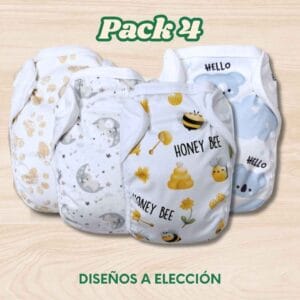 Pack 4 Pañales Ecológicos Multitalle