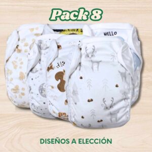 Pack 8 Pañales Ecológicos Multitalle