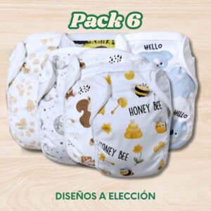 Pack 6 Pañales Ecológicos Multitalle